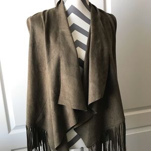 Faux suede fringe vest
